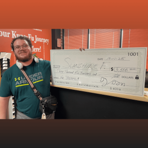 As part of the Josh Goblowsky story, Josh presents a big check to the Sunshine Foundation.
